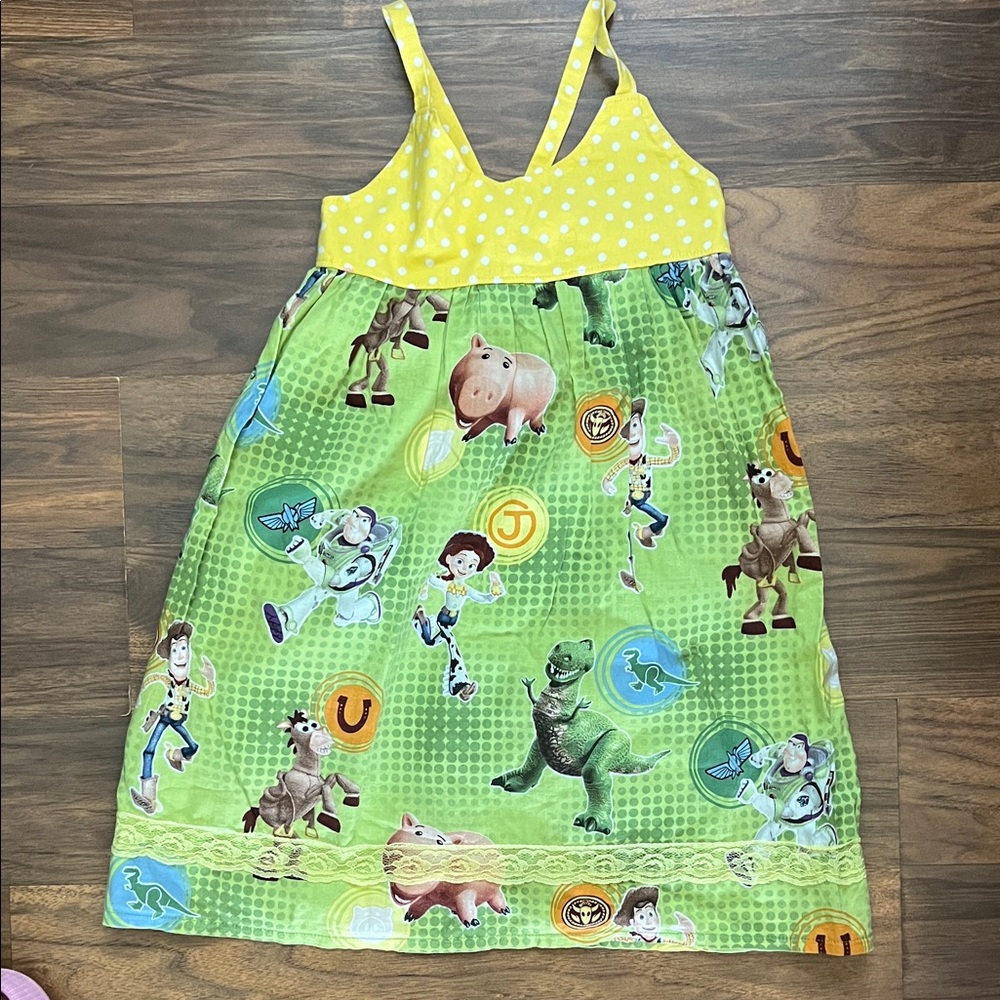 Toy Story Themed Dress with Yellow and Green Design